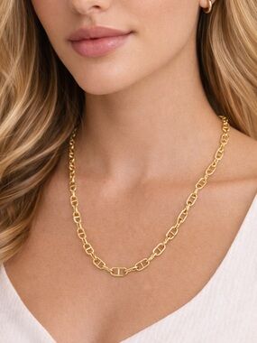 Vita Elegant Gold Plated Chain Necklace 925 Sterling Silver Italy 19in long